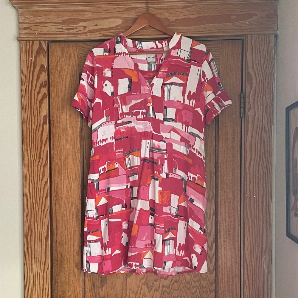 NIC + ZOE Abstract Print Pink dress size M